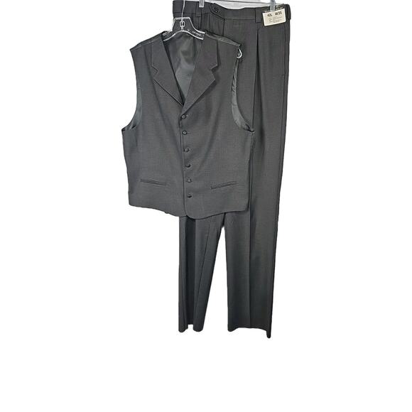 Stacy Adams Baron Trio 2 PC Suit Vest 46 Pants W35 Gray Career - Unhemmed NWT - Picture 1 of 8